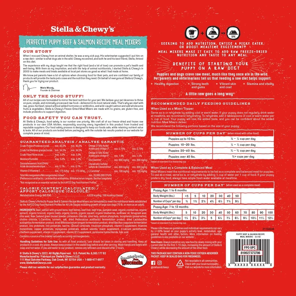 Stella & Chewy's Freeze Dried Raw Perfectly Puppy Meal Mixers Beef & Salmon Recipe - Image 2