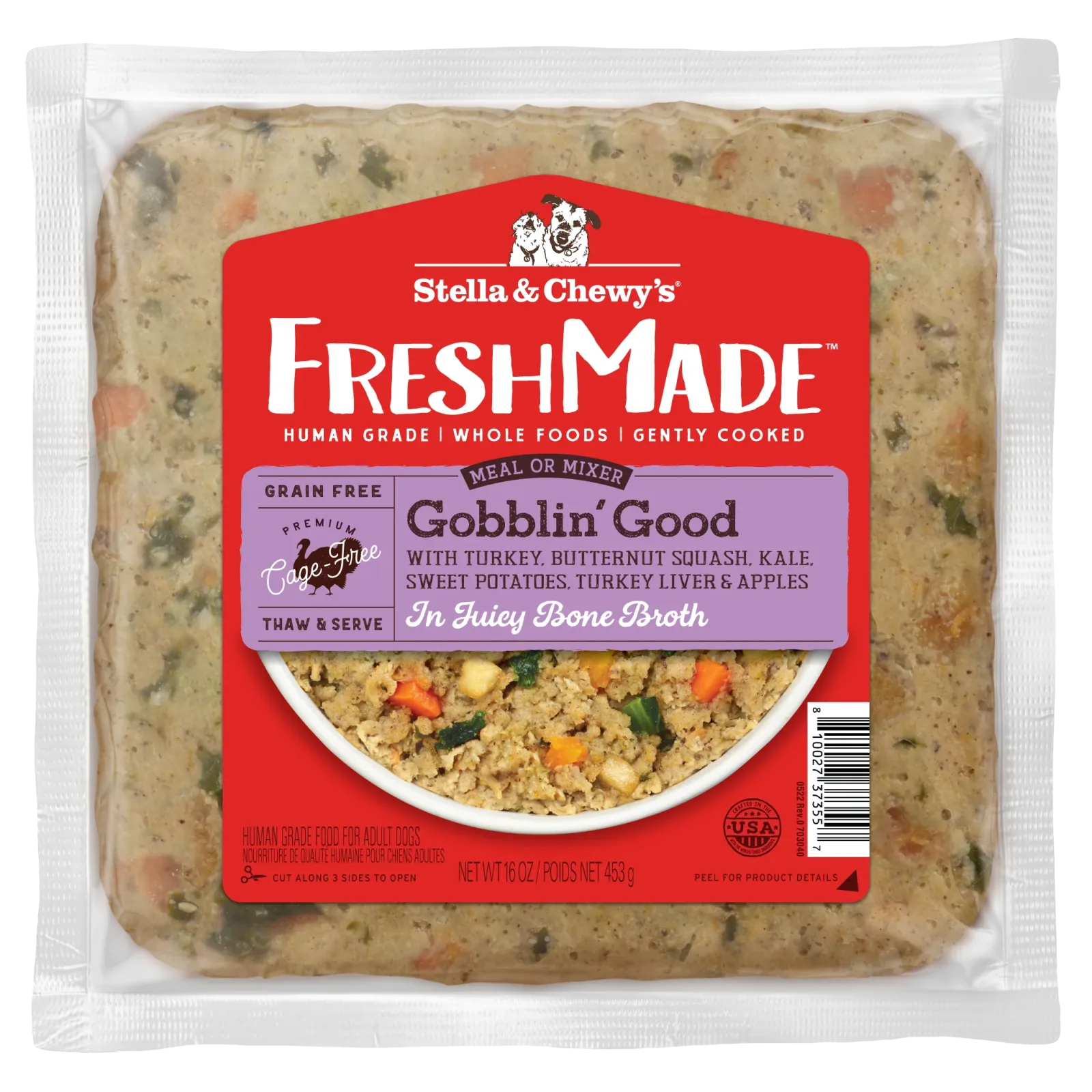 Stella & Chewy's Fresh Made Gently Cooked Dog Food Gobblin' Good - 16 oz.