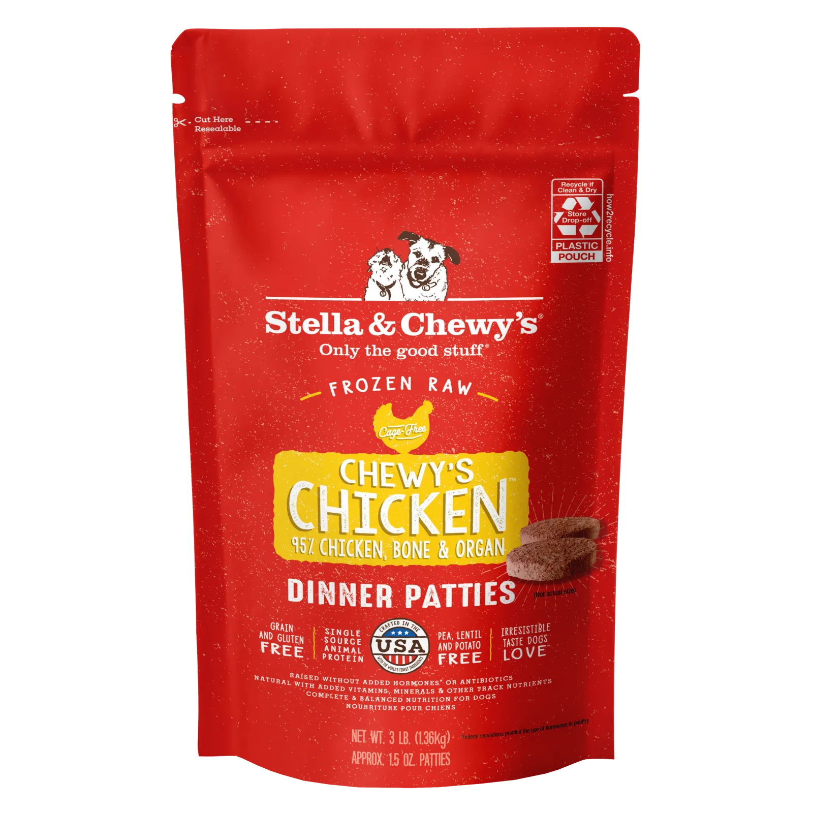 Stella & Chewy's Frozen Raw Dinner Patties for Dogs - Chewy's Chicken - 3 lb.