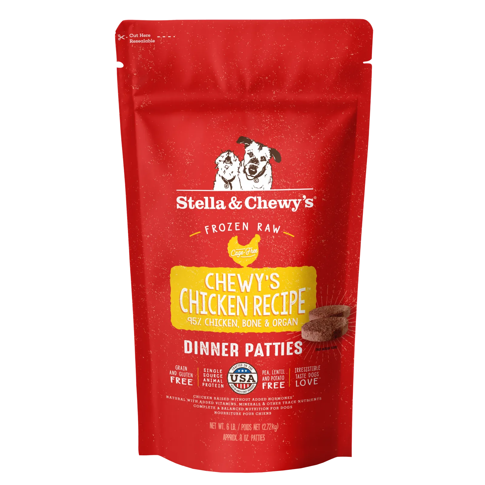 Stella & Chewy's Frozen Raw Dinner Patties for Dogs - Chewy's Chicken - 6 lb.