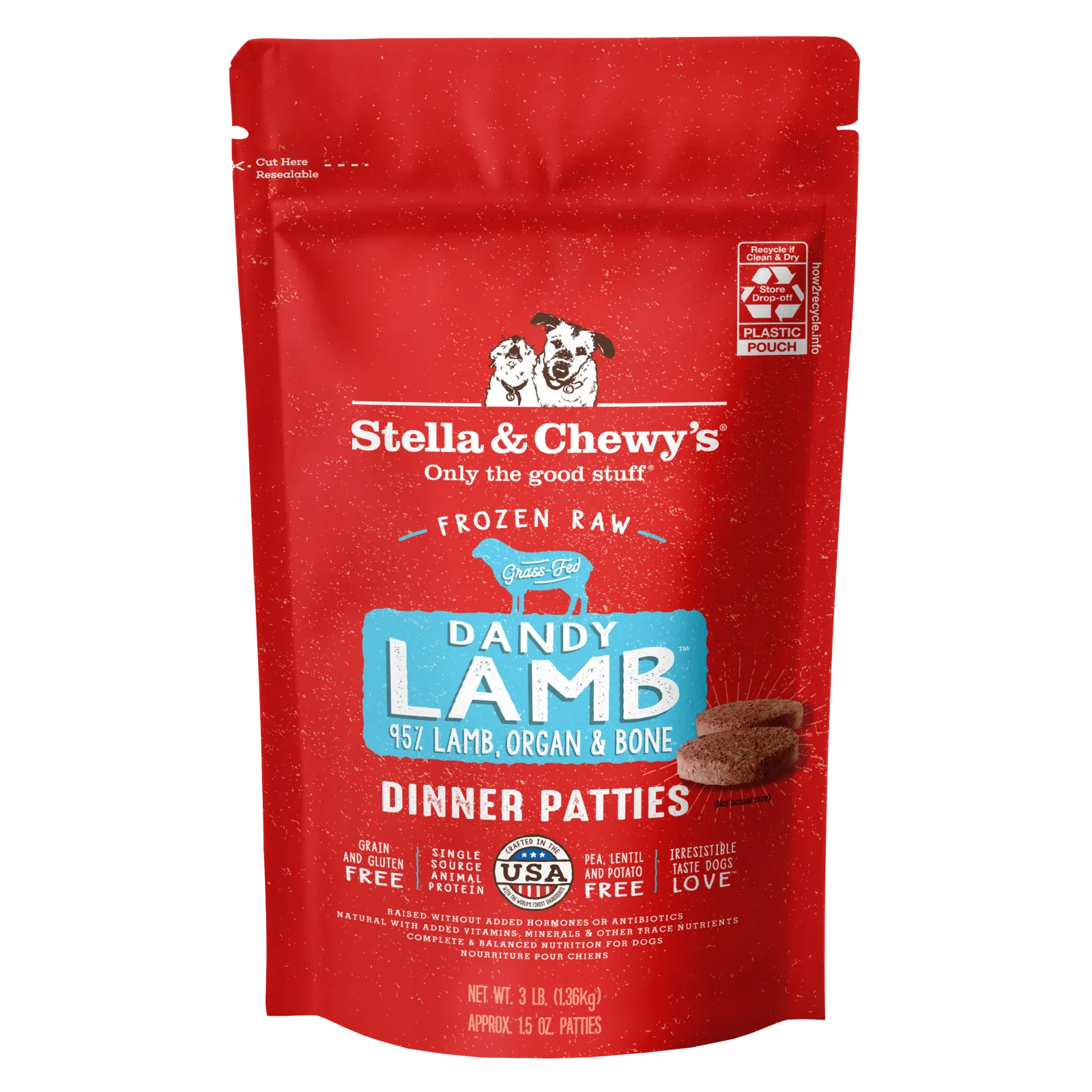 Stella & Chewy's Frozen Raw Dinner Patties for Dogs - Dandy Lamb - 3 lb.
