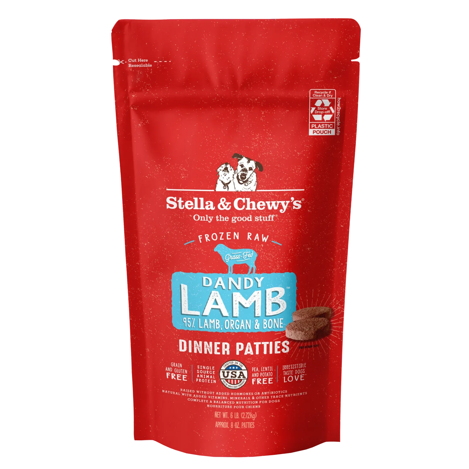 Stella & Chewy's Frozen Raw Dinner Patties for Dogs - Dandy Lamb - 6 lb.