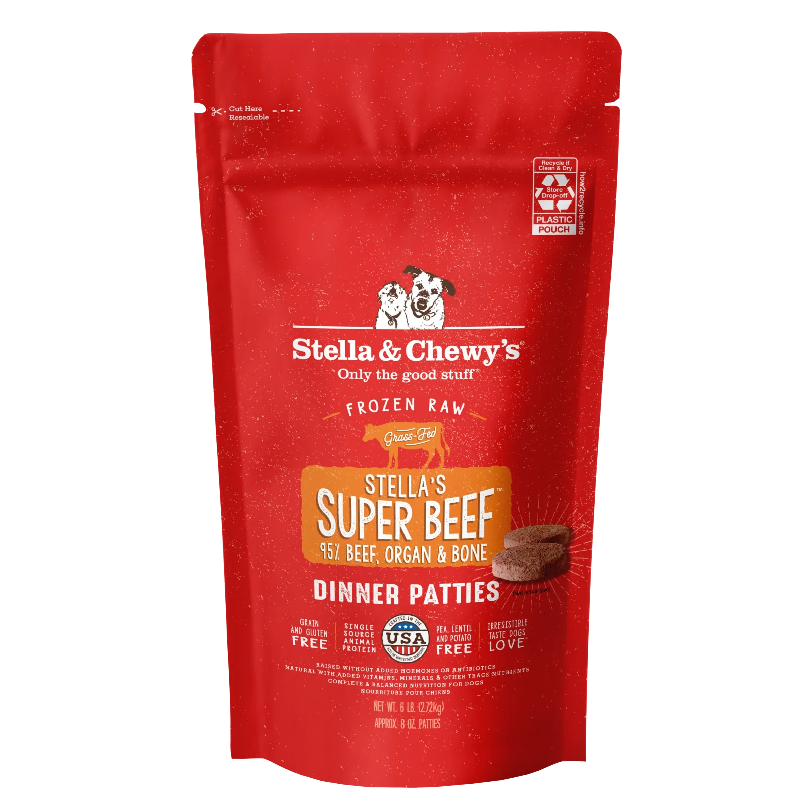 Stella & Chewy's Frozen Raw Dinner Patties for Dogs - Stella's Super Beef - 6 lb.