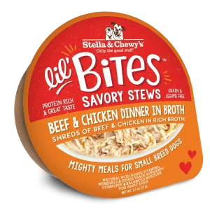 Stella & Chewy's Lil Bites Savory Stews - Beef & Chicken Dinner in Broth for Dogs - 2.7 oz. Cup