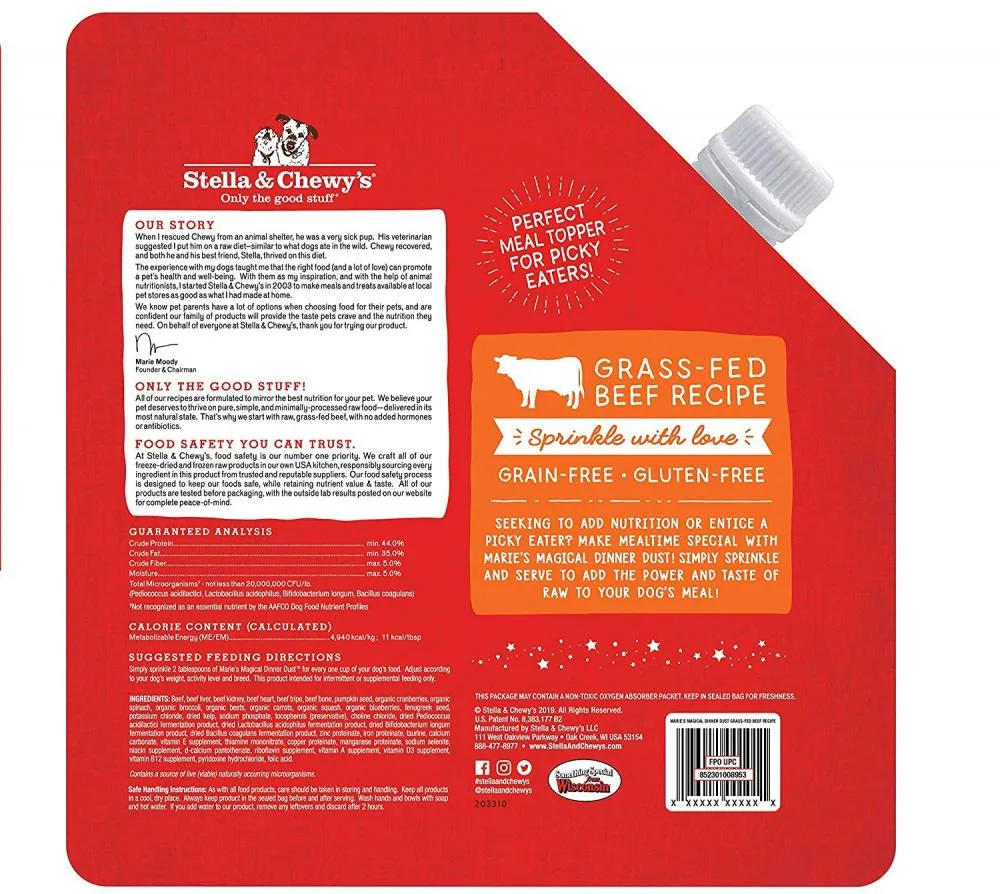 Stella & Chewy's Marie's Magical Dinner Dust Freeze-Dried Grass Fed Beef Recipe Dog Food Topper - Image 2