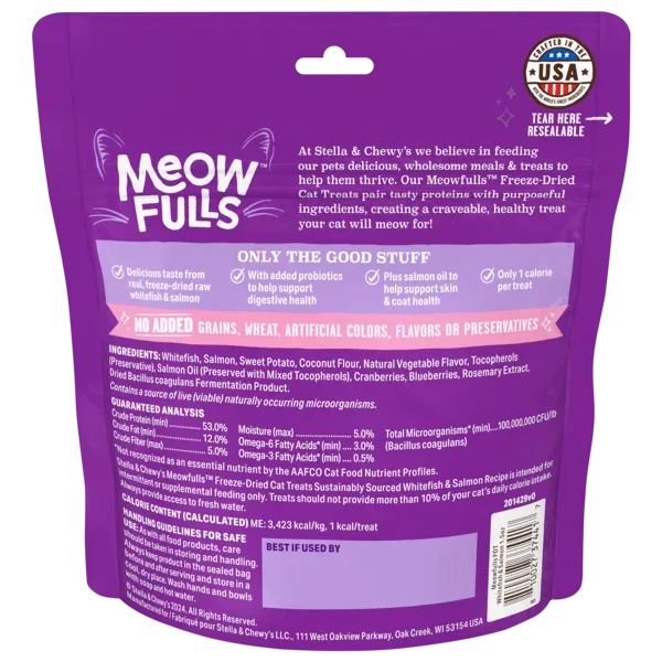 Stella & Chewy's Meowfulls Freeze Dried Cat Treats Whitefish & Salmon Recipe - 1.5oz - Image 2