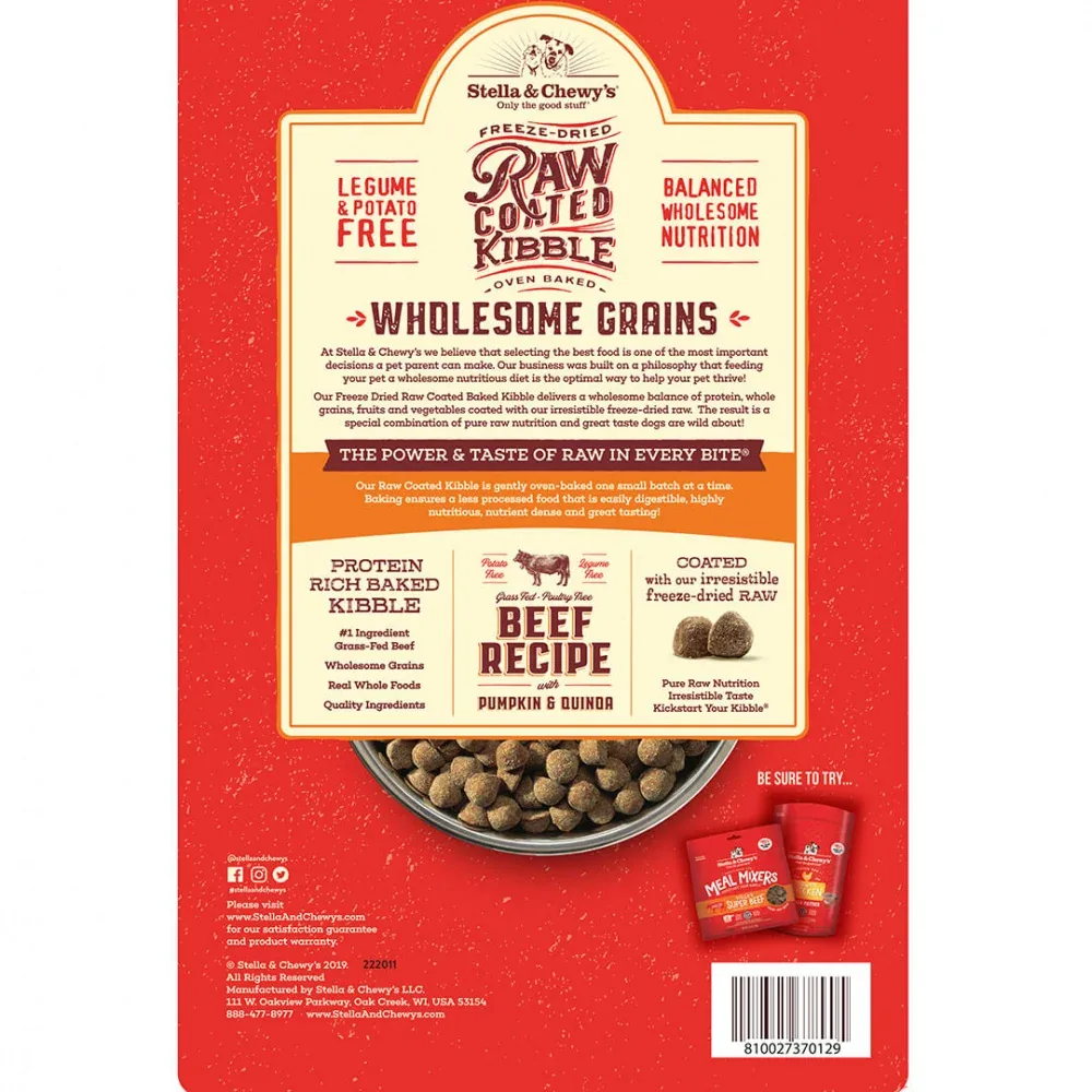 Stella & Chewy's Raw Coated Kibble With Wholesome Grains Grass Fed Beef Recipe Dry Dog Food - Image 2