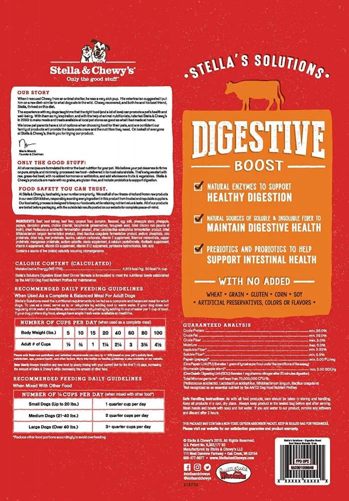 Stella & Chewy's Stella's Solutions Grain Free Digestive Boost Grass Fed Beef Dinner Morsels Freeze-Dried Raw Dog Food - Image 2