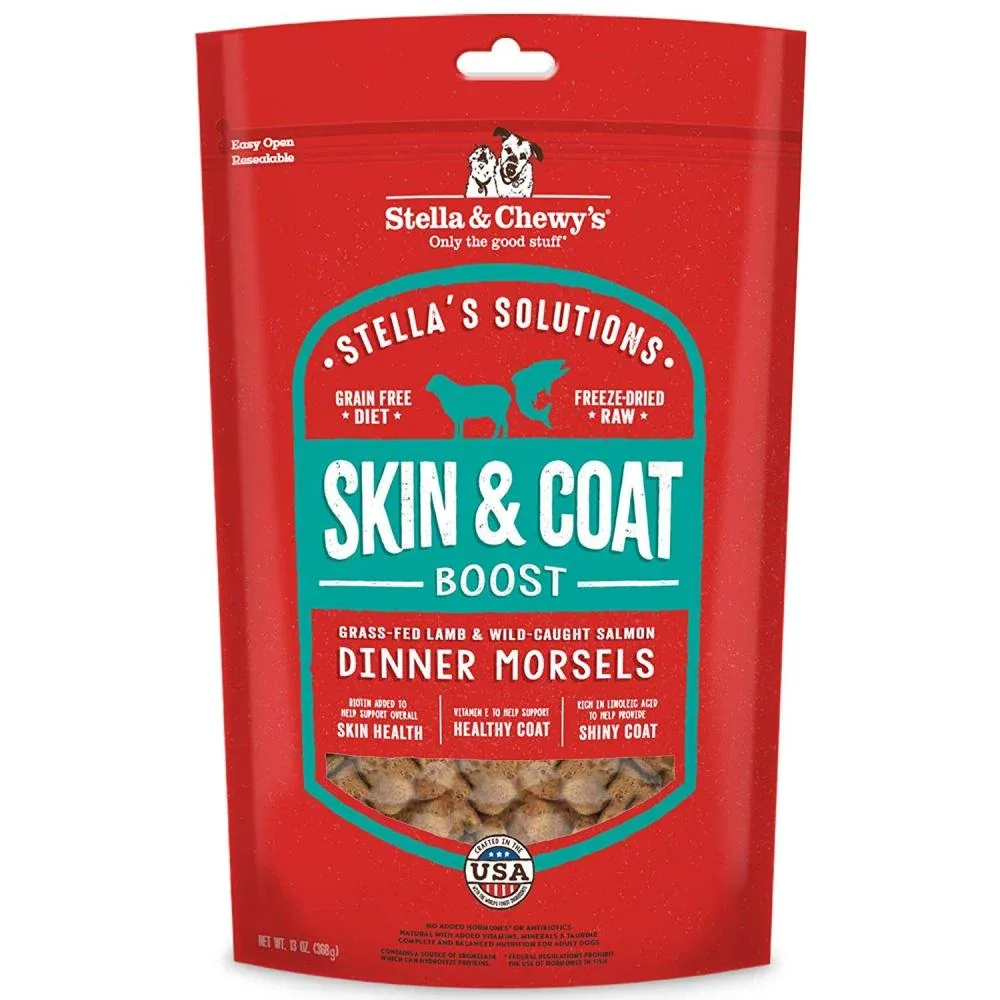 Stella & Chewy's Stella's Solutions Skin & Coat Boost Grass Fed Lamb & Wild Caught Salmon Dinner Morsels Freeze-Dried Raw Dog Food