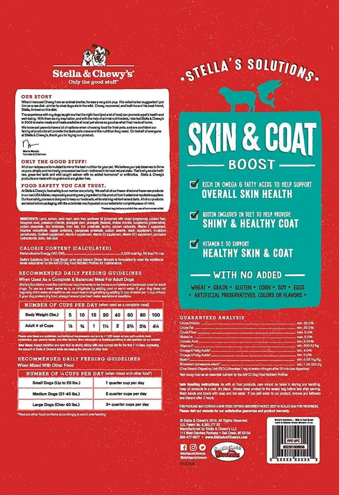 Stella & Chewy's Stella's Solutions Skin & Coat Boost Grass Fed Lamb & Wild Caught Salmon Dinner Morsels Freeze-Dried Raw Dog Food - Image 2