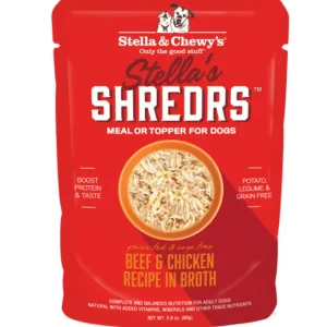 Stella's Shredrs Grass Fed & Cage Free Beef & Chicken Recipe in Broth for Dogs - 2.8 oz. Pouch