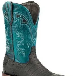 Stetons Ladies Lovington Boots Black Caiman/Turq 8