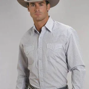 Stetson 2 Stripe Check Shirt Mens Blue