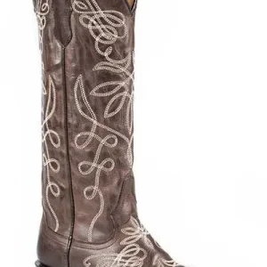 Stetson Ladies Adeline Embr Snip Toe Boots 6 Brn