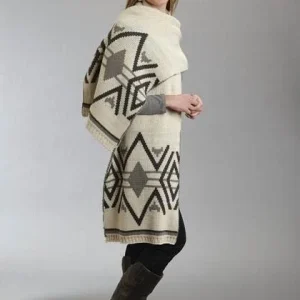 Stetson Ladies Aztec Pattern Intarsia Scarf Brn