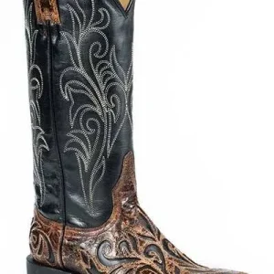 Stetson Ladies Carole Narrow Sq Toe Boot 9 Brn/Blk