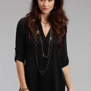 Stetson Ladies Fall II Poly Crepe V Neck Long Sleeve Blouse