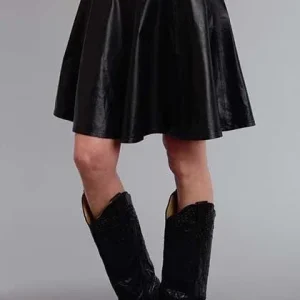Stetson Ladies Smooth Lamb Lthr Circle Skirt Blk