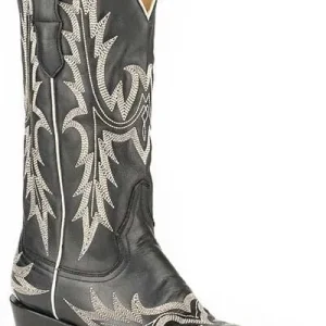 Stetson Ladies Tina Embr Snip Toe Boots 10 Blk/Crm