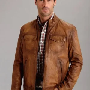 Stetson Mens Burnish Leather Jacket XL Brown