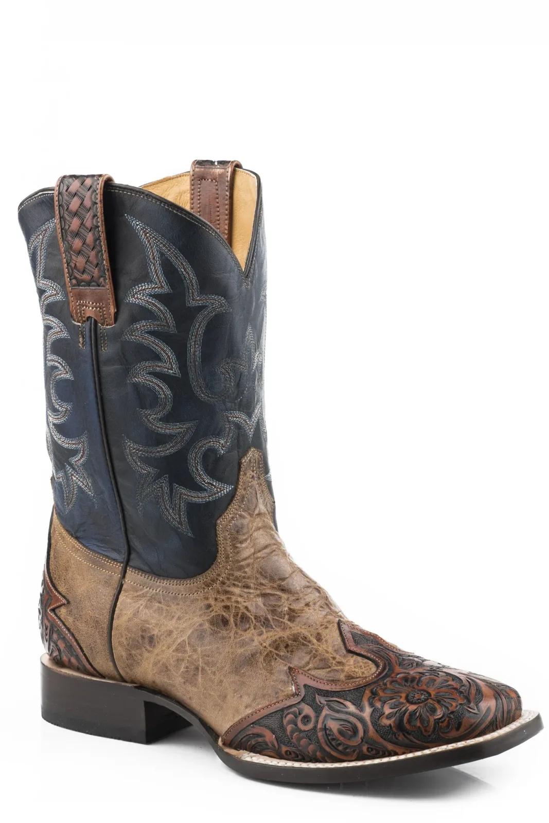 Stetson Mens Diego Square Toe Leather Sole Boots
