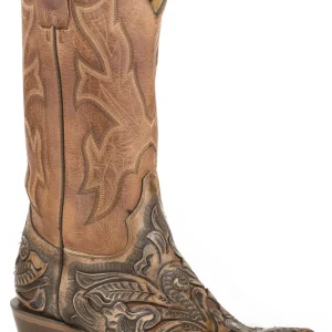 Stetson Mens Handtooled Wicks Snip Cowboy Boots