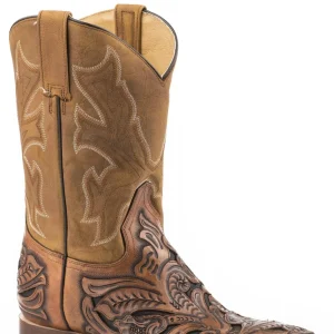 Stetson Mens New West Square Toe Leather Sole Boots