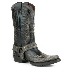 Stetson Mens Outlaw Toe Blk Eagle Boots