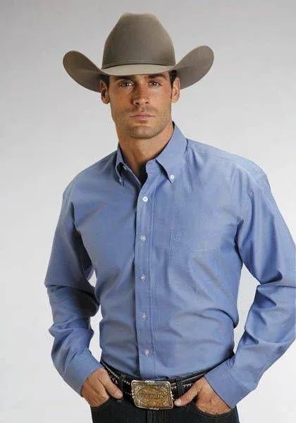 Stetson Mens Pinpoint Oxford Button Down Blue - Image 2