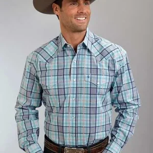 Stetson Mens Spring IV Streetlight Plaid Long Sleeve Snap Shirt