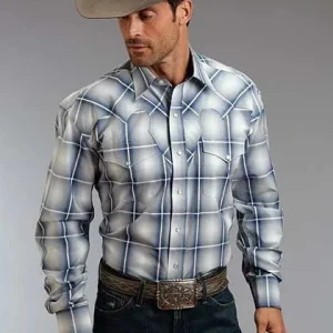 Stetson Mens Winter III Crystal Ombre Long Sleeve Snap Shirt