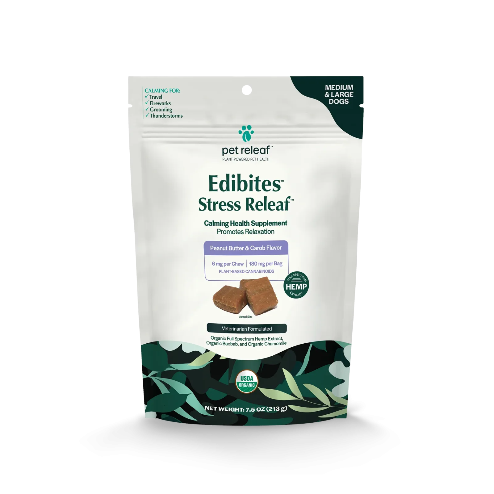 Stress Releaf Edibites Peanut Butter & Carob — Medium & Large Breed