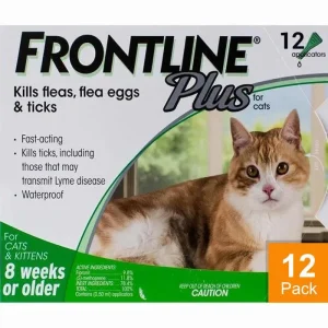 Frontline Plus for Cats 8 Week or Older - 12 Pipettes