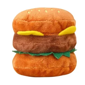 Talking Dog Club Ham Burger Plush Toy for Dogs (Brown)