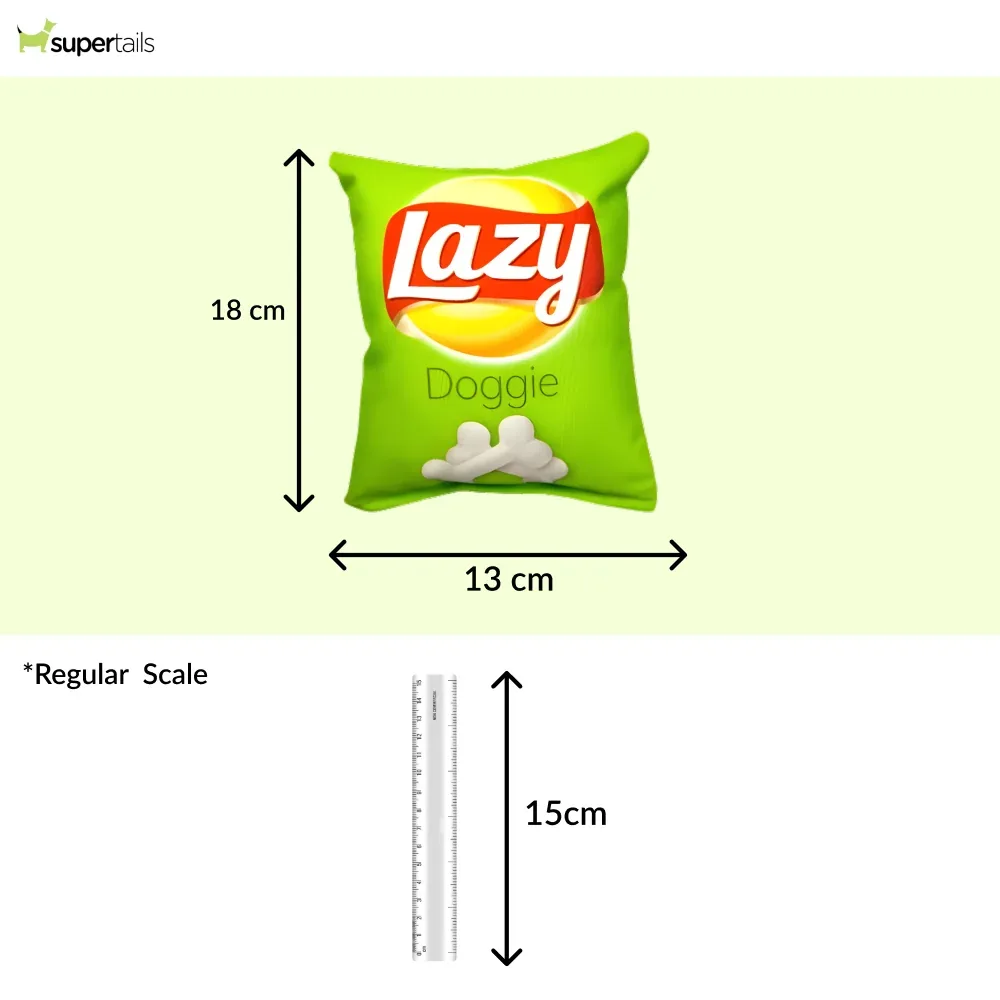 Talking Dog Club Lazy Green Zero Calories Chips Plush Toy for Dogs (Green) - Image 2