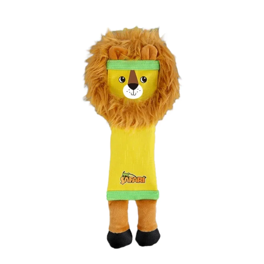 Talking Dog Club Tough Lion Squeaky Plush Toy for Dogs (Yellow)