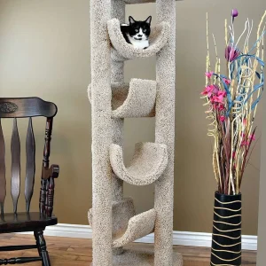 Tall Narrow Cat Tree – 6 Ft Solid Wood Cat Tower for Large Cats & Multi-Cat Homes
