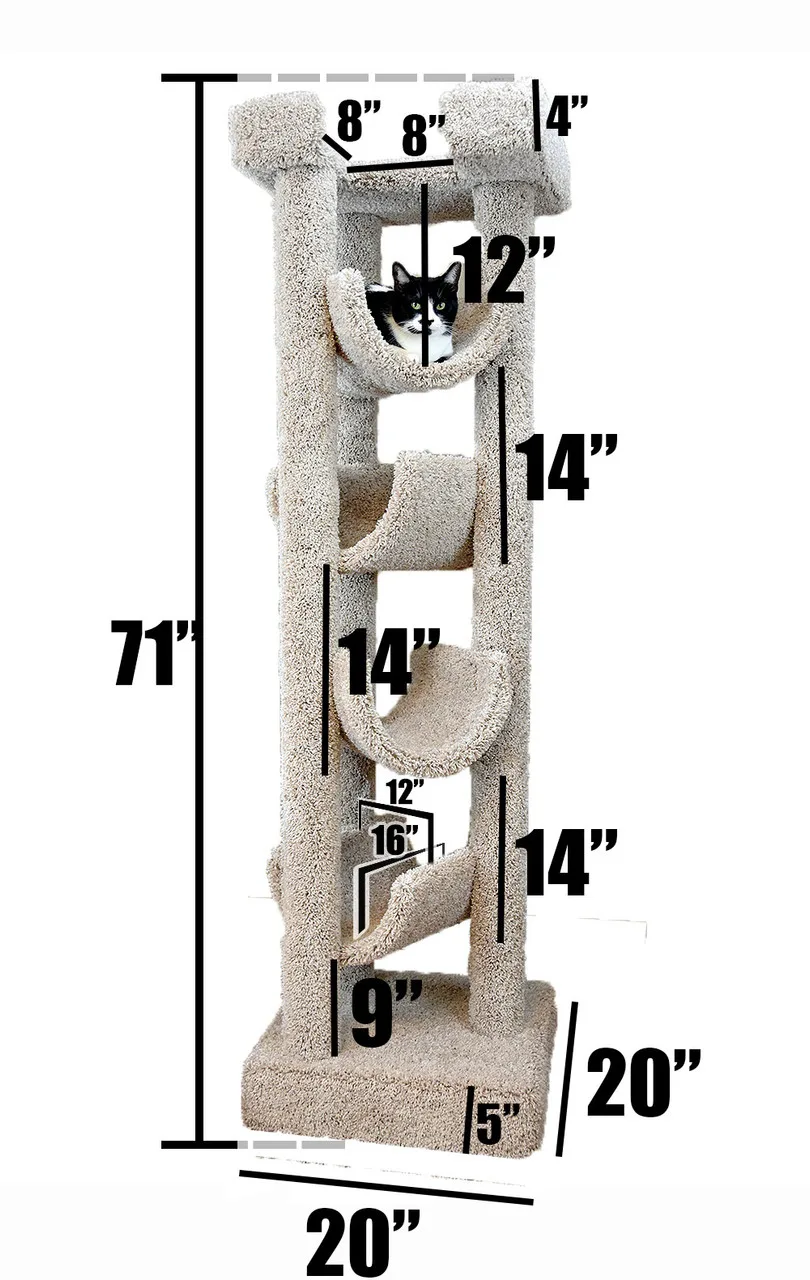 Tall Narrow Cat Tree – 6 Ft Solid Wood Cat Tower for Large Cats & Multi-Cat Homes - Image 2