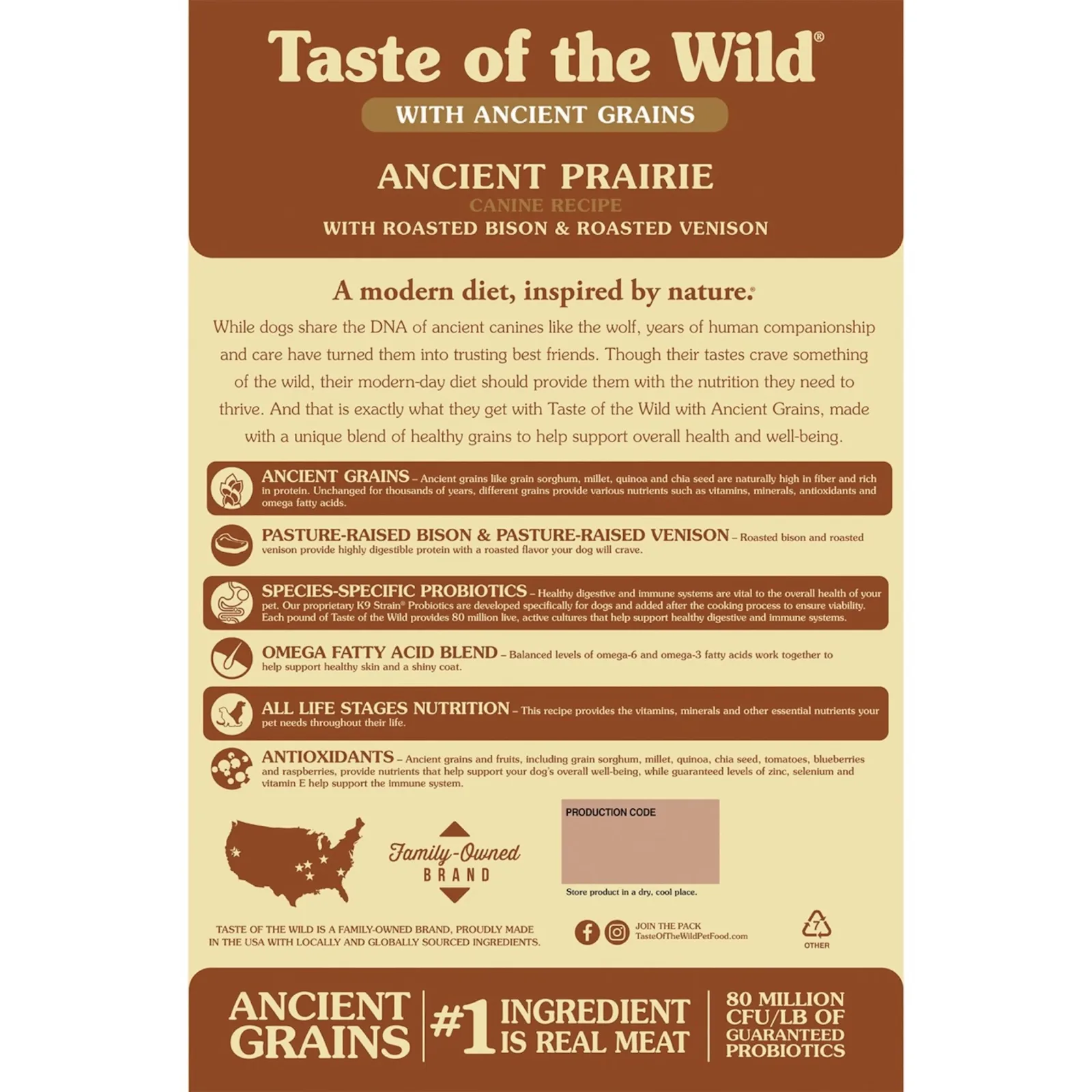 Taste of the Wild Ancient Prairie Canine Recipe with Roasted Bison & Roasted Venison Dry Dog Food - Image 2