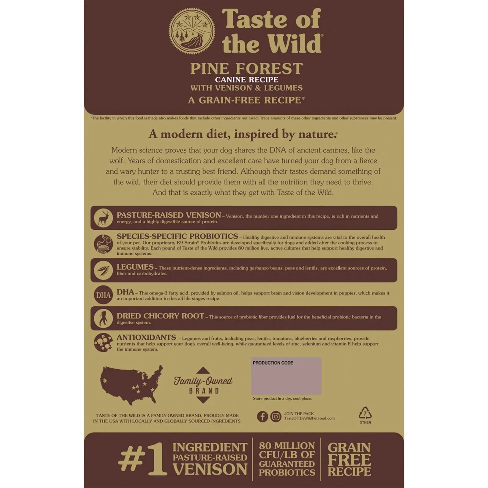 Taste of the Wild Pine Forest Canine Recipe with Venison & Legumes Dry Dog Food - Image 2