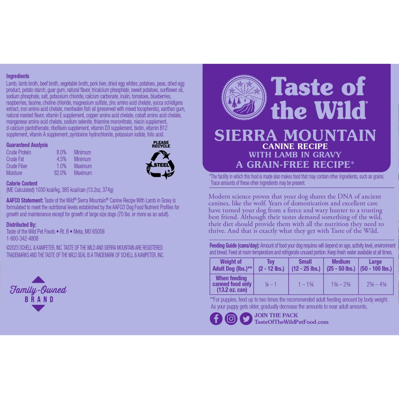 Taste Of The Wild Sierra Mountain Canine Canned Dog Food - Image 2