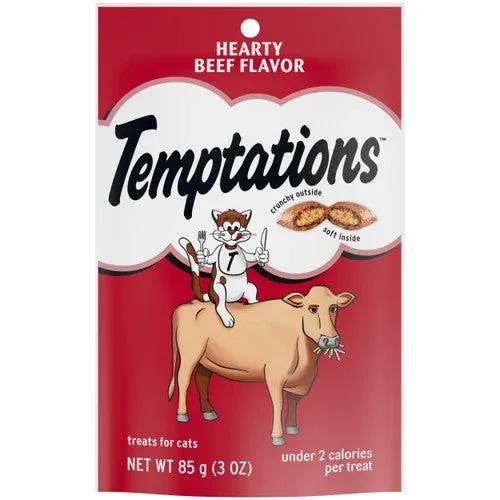 Temptations Classics Crunchy & Soft Adult Cat Treats Hearty Beef 3oz - Image 2