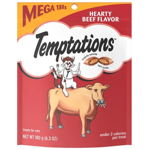 Temptations Classics Crunchy & Soft Adult Cat Treats Hearty Beef 6.3oz - Image 2