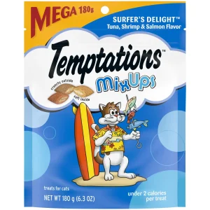 TEMPTATIONS MIXUPS Crunchy and Soft Cat Treats Surfer's Delight Flavor, 6.3 oz. Pouch