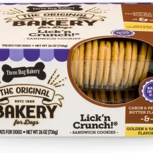 Three Dog Bakery Lick'n Crunch Carob with Peanut Butter Flavored Filling & Golden with Vanilla Flavored Filling