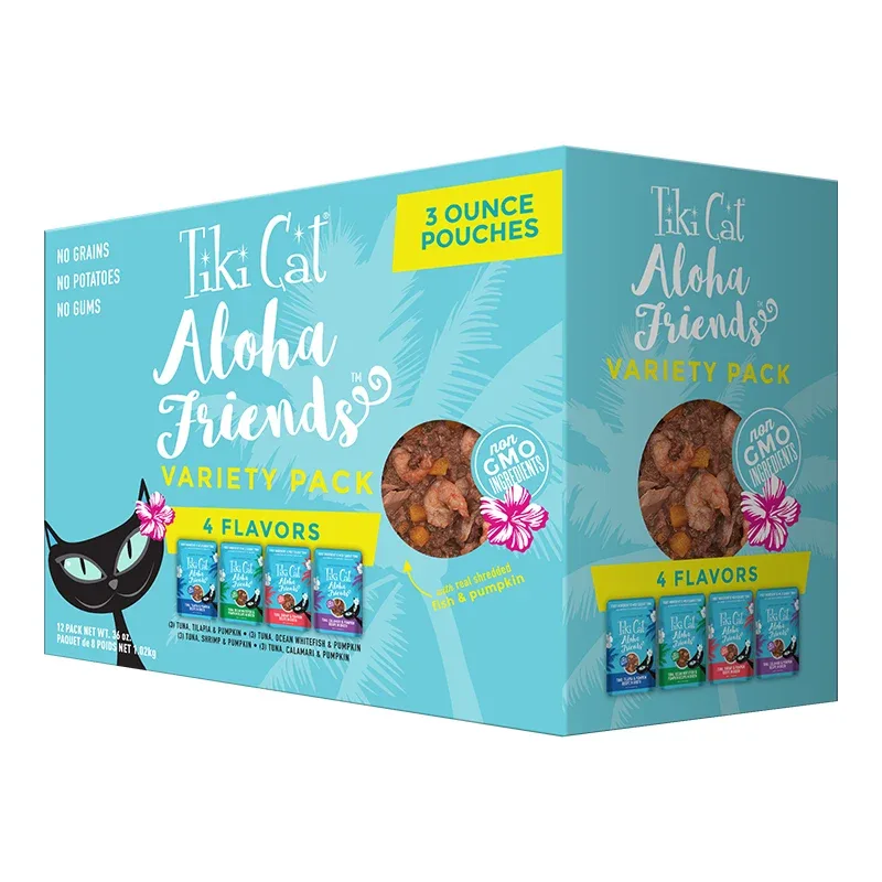 Tiki Cat Aloha Friends Variety Pack 12 / 3 oz Pouch {L-1x} C= 759104
