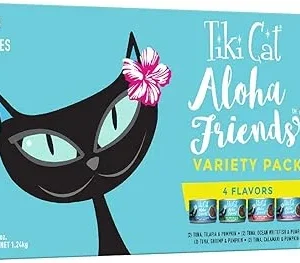 Tiki Cat Aloha Friends Wet Cat Food - Tuna, Fish & Seafood Variety with Pumpkin, 5.5 oz, 8 ct