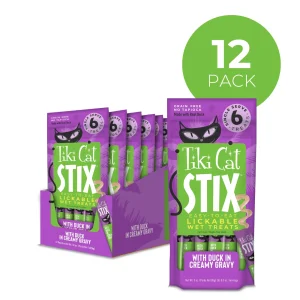 Tiki Cat Stix Lickable Wet Cat Treat Pouch Duck 12ea/3 oz