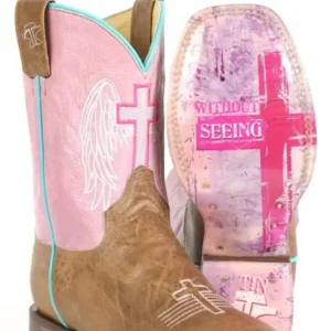 Tin Haul Big Kids Angel Wings Square Toe Bootss