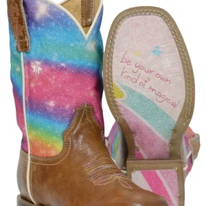 Tin Haul Big Kids Boots - Rainbow Sparkles with Be Your Own Kind of Magical Sole